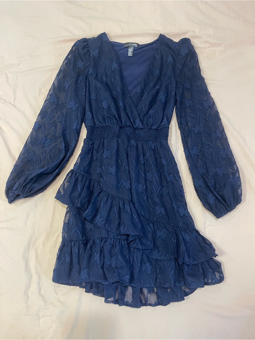 aqua long sleeve dress